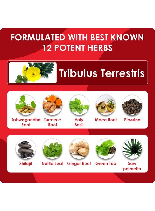 AMALTH Tribulus Terrsestris, 5750mg Per Serving, Highest Potency with Ashwagandha, Saw Palmetto, Panax Ginseng Shilajit Maca 90 Capsules