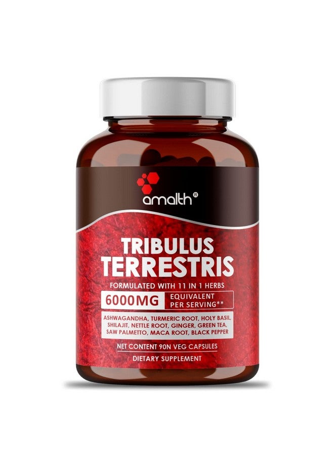 AMALTH Tribulus Terrsestris, 5750mg Per Serving, Highest Potency with Ashwagandha, Saw Palmetto, Panax Ginseng Shilajit Maca 90 Capsules