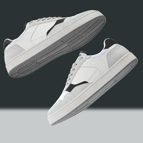 Cruiser Sneaker for Men | Lightweight & Comfortable | Stylish Lace-Up Casual Footwear with Cushioned Insole | Perfect for Versatile Outfits 2642-1 White-Grey - Image 2