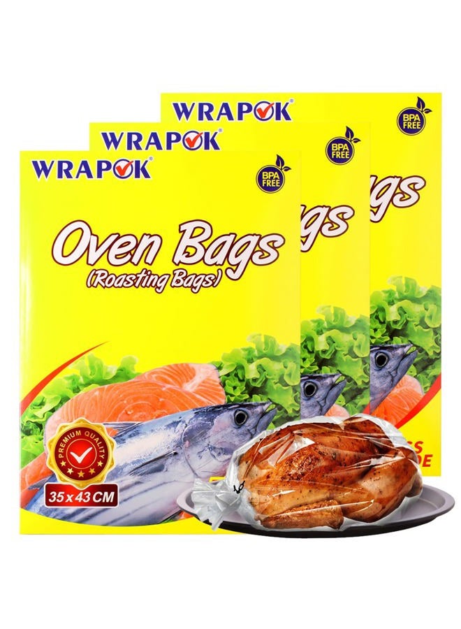 WRAPOK Oven Cooking Bags Medium Size Roasting Baking Bag for Meats Ham Ribs Poultry Seafood on Thanksgiving, 14 x 17 Inch - 15 Bags Total(Pack of 3) - Image 1