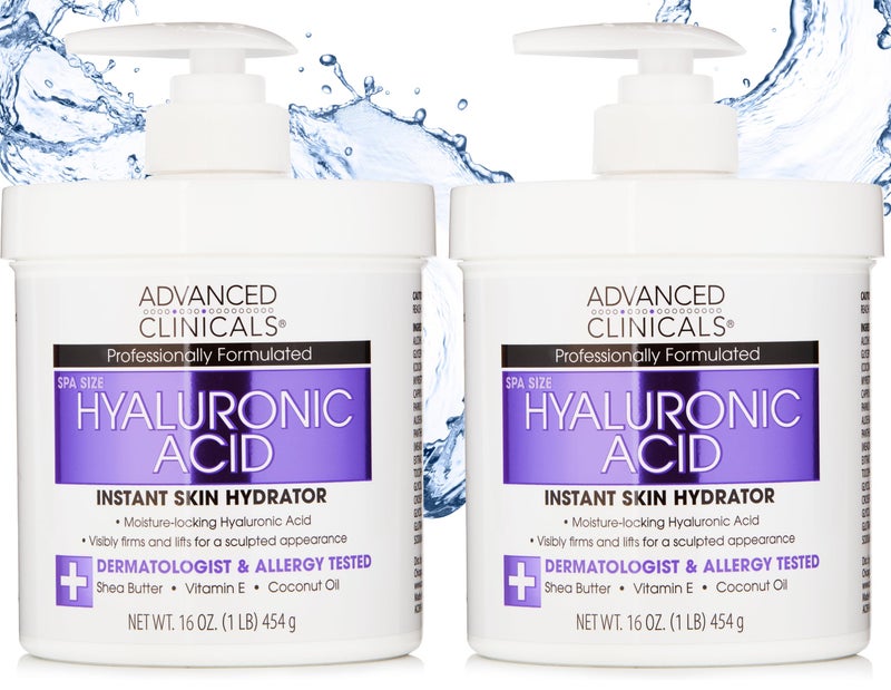 Advanced Clinicals Hyaluronic Acid Moisturizer Body Cream W/Vitamin E | Hydrating Cream & Body Lotion For Women & Men To Help Improve Look of Wrinkles, Dry Skin, Crepey Looking Skin, 16OZ, 2-Pack - Image 1