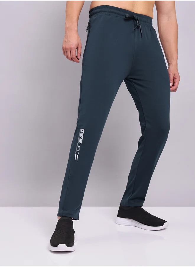 تكنوسبورت Technosport Men Grey Solid 4-Way Stretch Track Pants