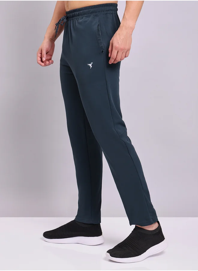 تكنوسبورت Technosport Men Grey Solid 4-Way Stretch Track Pants