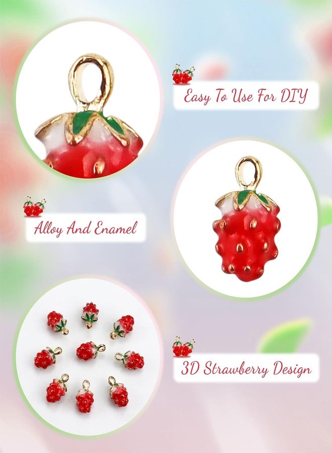 YETOOME 3D Strawberry Enamel Charms Colored Fruit Pendants Charms for Necklace Bracelet Jewelry Making and Crafting, 40 PCS - Image 4