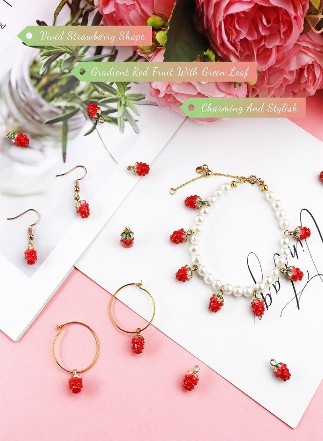 YETOOME 3D Strawberry Enamel Charms Colored Fruit Pendants Charms for Necklace Bracelet Jewelry Making and Crafting, 40 PCS - Image 3