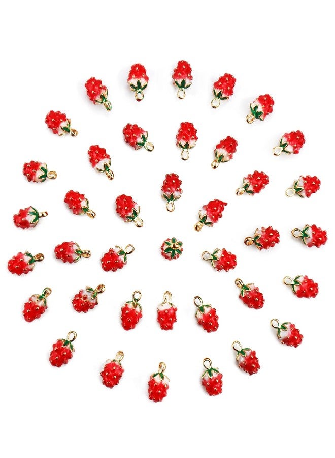 YETOOME 3D Strawberry Enamel Charms Colored Fruit Pendants Charms for Necklace Bracelet Jewelry Making and Crafting, 40 PCS - Image 1