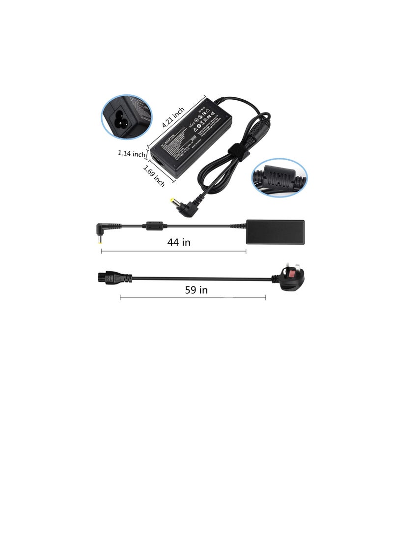 Terabyte 65W 19V 3.42A AC Adapter for C55 C55D C55DT C55T C75 C75D C655 C855 L55 L745 S55 C55-B5240X C55T-A5222 Asus Q551L Q301 U56E X551M X555L Power Cord Tip 5.5x2.5mm - Image 5