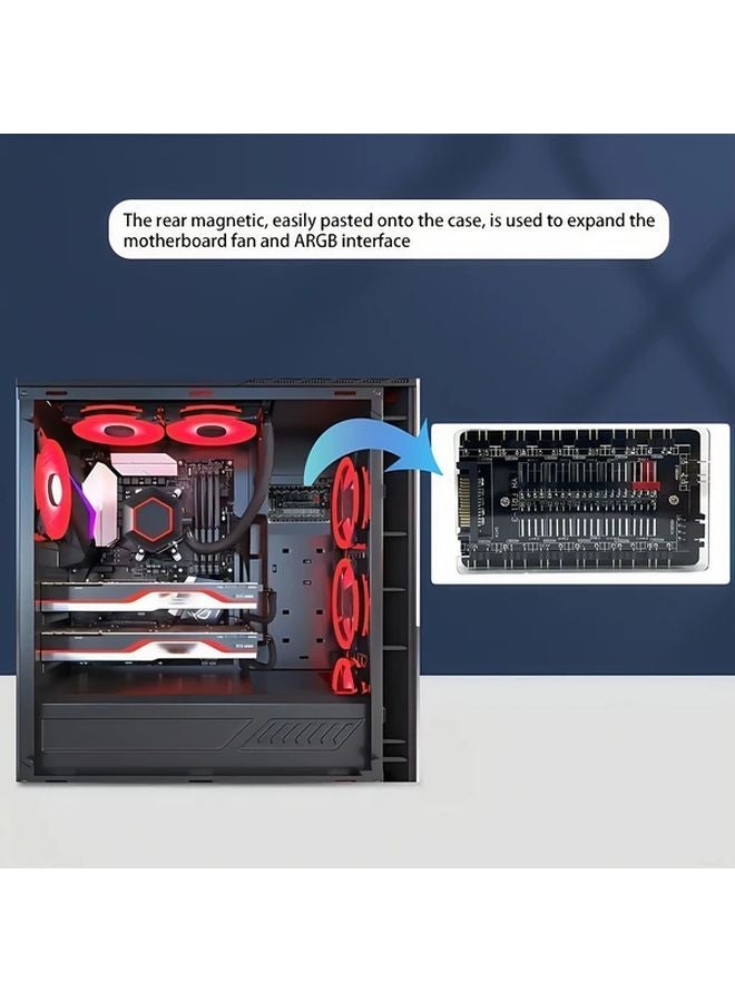 Dual 10 Port ARGB PWM Fan Hub SATA Powered 2 In 1 Controller - Image 5
