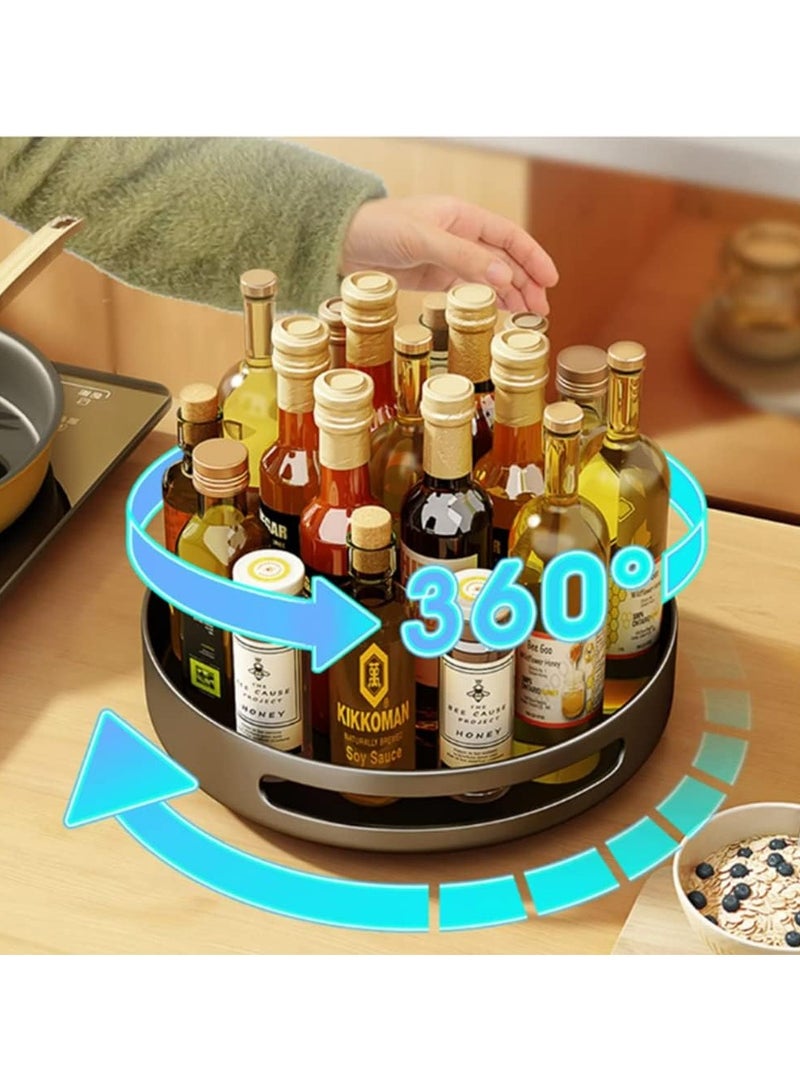 Carbon Steel Lazy Susan Organizer,Black 360°Stable Revolving Spice Rack Turntable for Pantry Cabinet,Decorative Trays Storage Containers Organizer for Kitchen Cabinet, Snacks, Bathroom,12.2inch - Image 4