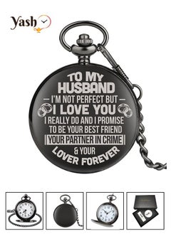 Yash Retro Style I Love You Quartz Pocket Watch For Husband Wife Mom Dad Son Daughter Teacher With Chain And Yash Packaging