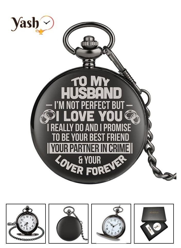 YASH - Yash Retro Style I Love You Quartz Pocket Watch For Husband Wife Mom Dad Son Daughter Teacher With Chain And Yash Packaging - Image 1