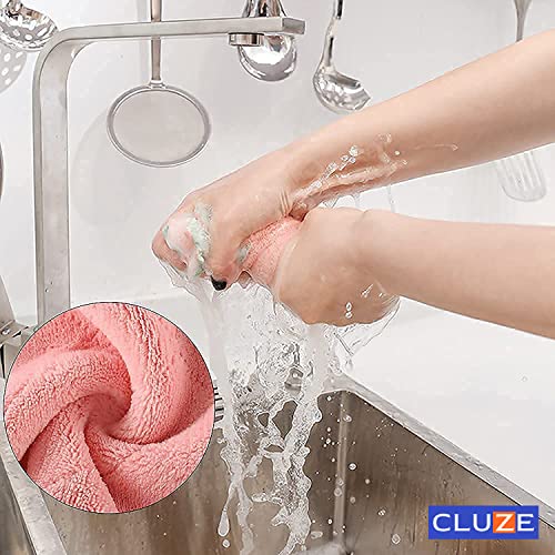 CLUZE Microfiber Cleaning Cloth, Kitchen Towels, Double-Sided Microfiber Towel Lint Free Highly Absorbent Multi-Purpose Dust and Dirty Cleaning Supplies for Kitchen Car Cleaning - Image 5