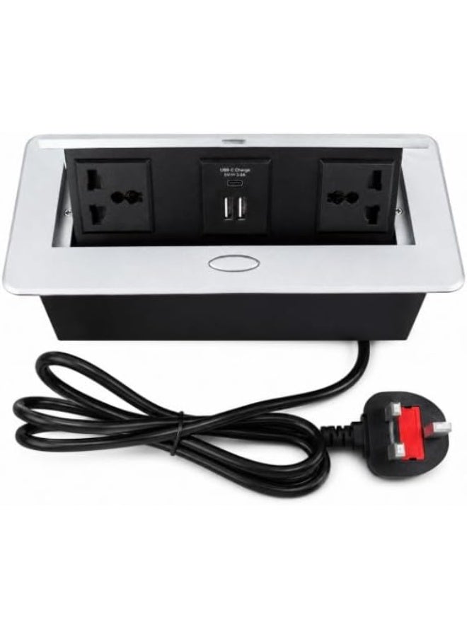 DKURVE Pop Up Desktop Power Socket Silver - Image 1
