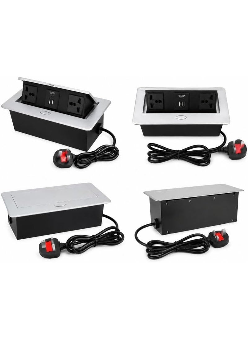 DKURVE Pop Up Desktop Power Socket Silver - Image 2