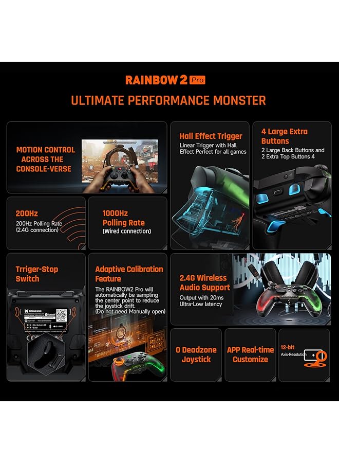BIGBIG WON Wireless Controller Rainbow 2 Pro Pc Controllers Motion Aiming Hall Triggers Alps Joystick Custom Button 3.5Mm Audio Gaming Controller For Pc Windows/Android/Ios/Switch Controllers - Image 2