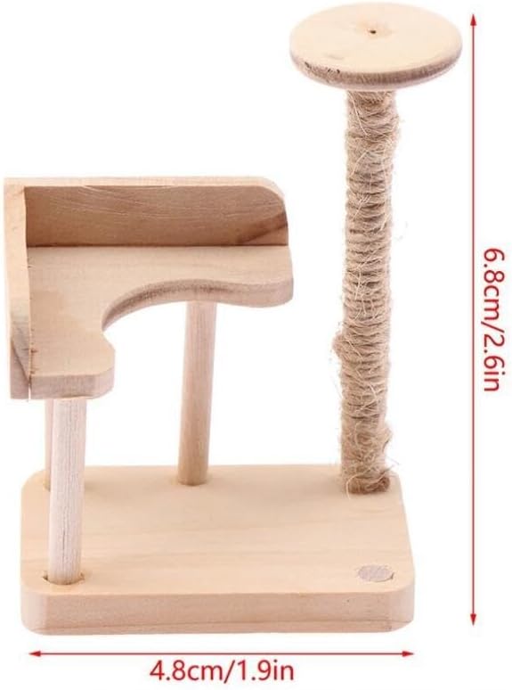 EatingBiting 112 Scale 112 Mini Furniture minihouse Miniature Cat Climbing Frame Miniature Cat Tree Farm Animals Toys for Cat Tower Home Furniture Miniature Tower Wooden Cat Mini House Birch - Image 2