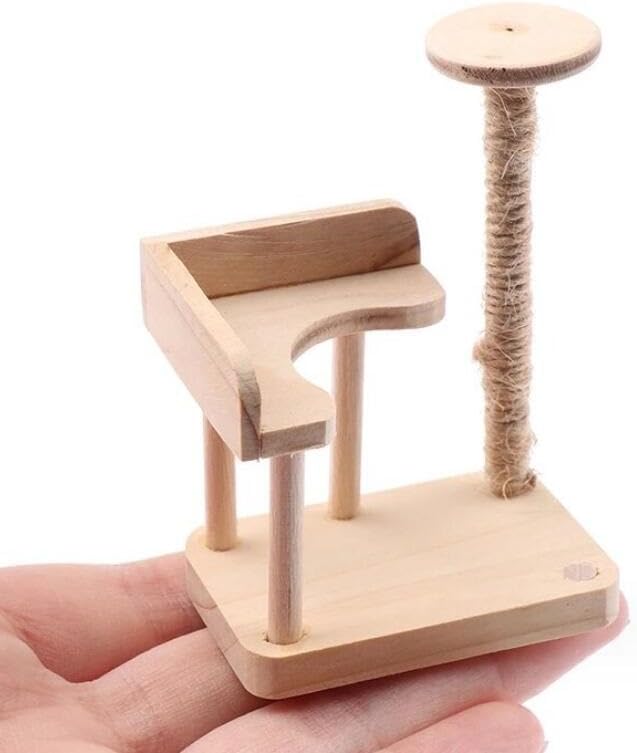 EatingBiting 112 Scale 112 Mini Furniture minihouse Miniature Cat Climbing Frame Miniature Cat Tree Farm Animals Toys for Cat Tower Home Furniture Miniature Tower Wooden Cat Mini House Birch - Image 1
