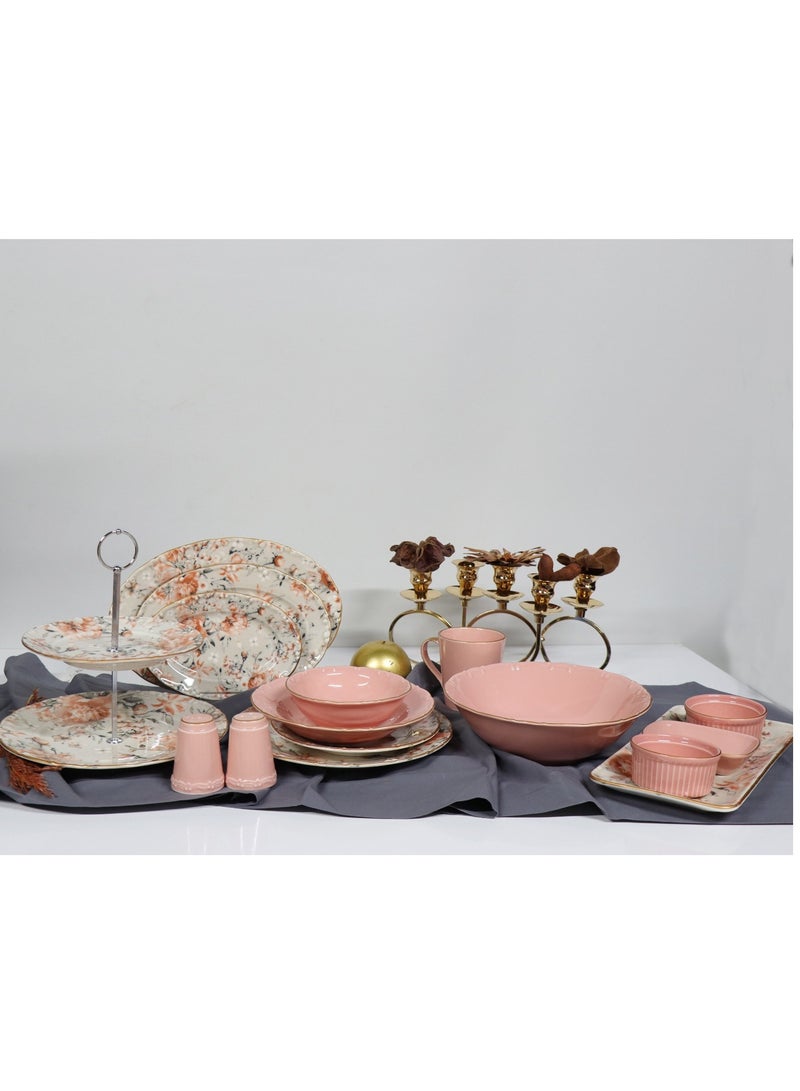 طقم عشاء بورسلين 43 قطعة تركى 6 طبق كبير 6 طبق صغير 6 طبق غويط كبير 6 بوله شوربه كبير 6 مج كافيه كبير 3 سرفيس 3 مقاسات شياله 2 دور طقم تقديم 4 قطع طبق فاكهه 2 ملاحه بوله سلطة كبيرة - Image 3