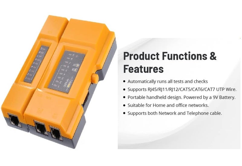 SPIN CART RJ45 Network Cable Tester for Lan RJ45/RJ11/RJ12/CAT5/CAT6/CAT7 UTP Wire Test Tool - Image 3