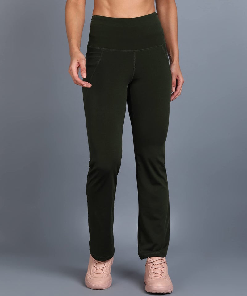 Rock Paper Scissors Premium Flare Gym Pants High Rise Stretchable Flared Leggings with Pockets Gym Wear/Active Wear Tights Yoga Pants Zumba/Dance Womens Workout Tights Army Green, 4XL - Image 5