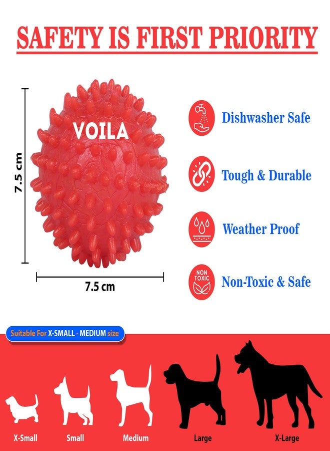 ZUFFIE Spiked Dog Ball - Chew & Teething Toy for Puppies - Safe, Bouncy, and Fun Interactive Play Ball - Great for Dental Health & Active Play - Red - Image 2
