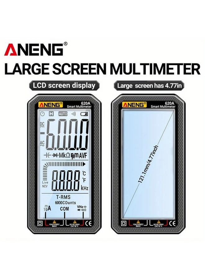 ANENG 620A Black Digital Multimeter 6000 Count Large Screen Auto Ranging High Precision - Image 3
