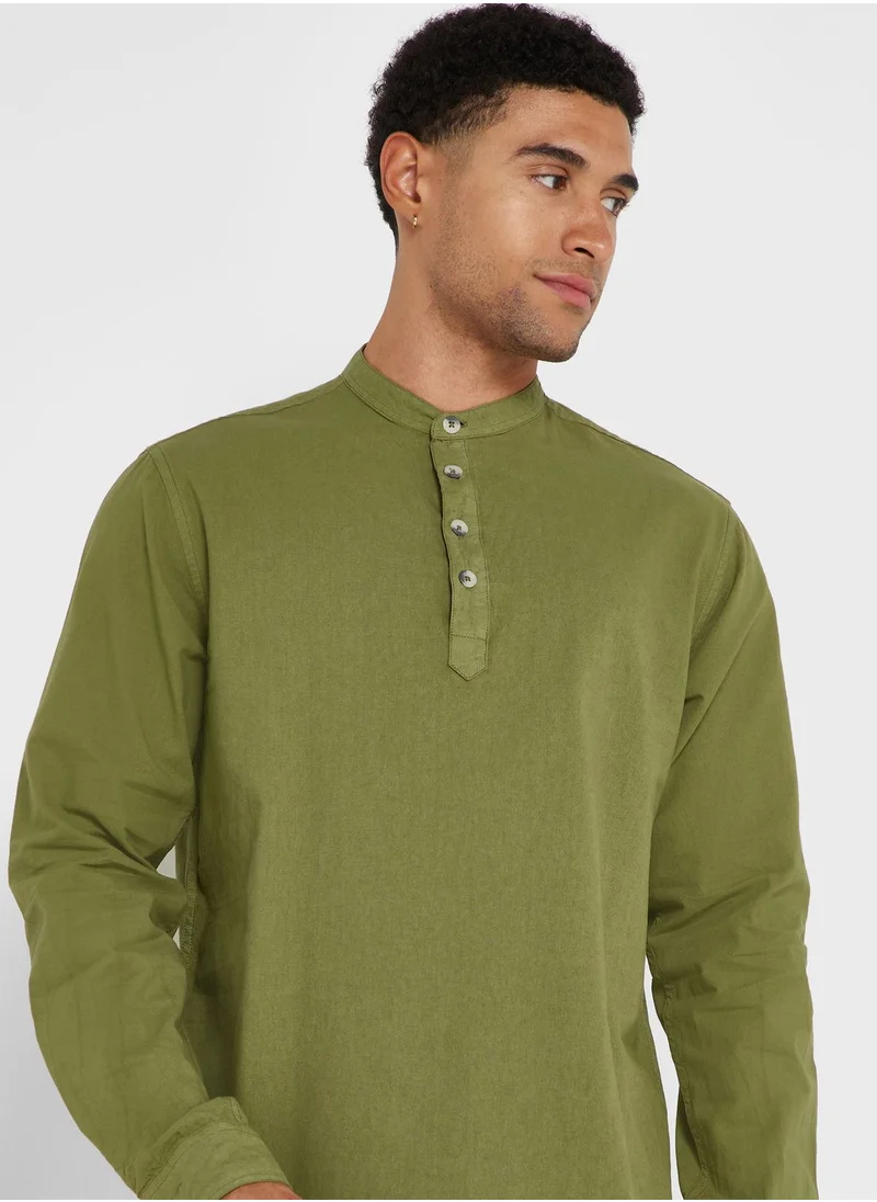 Seventy Five Grandad Collar Linen Shirt