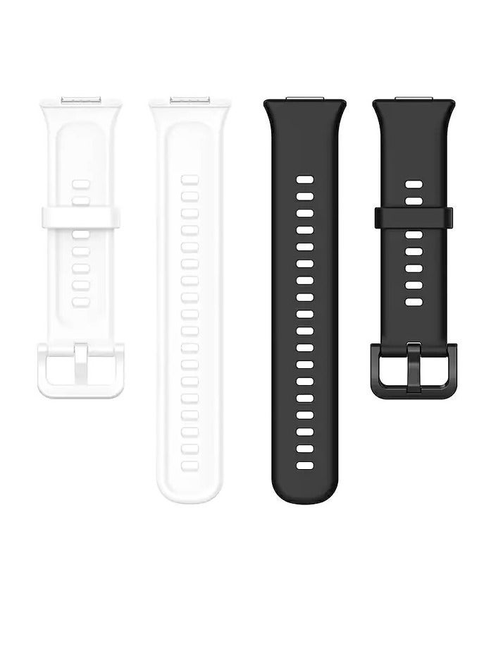 2pc Silicone Watch Strap Band For Huawei Watch Fit 2 White Black - Image 1