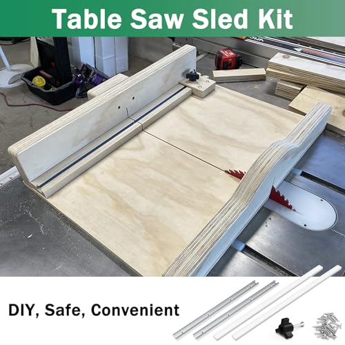 ForoGore Table Saw Sled Kit DIY Crosscut Sled with 2 Aluminum T-Track, 2 UHMW Miter Bars, Knob and Screws - Image 2