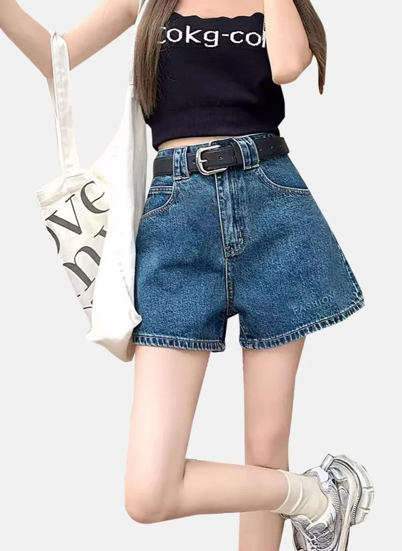 YUNIQEE Blue Solid Denim Shorts