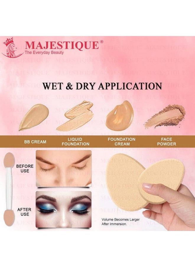 MAJESTIQUE Flat Oval Cream Makeup Sponge Beauty Face Primer Compact Powder Puff Blender Sponge Sensitive And All Skin Types For Women And Girls Makeup Artists With 1 Sponge 1 Cosmetic Stick  - Image 5