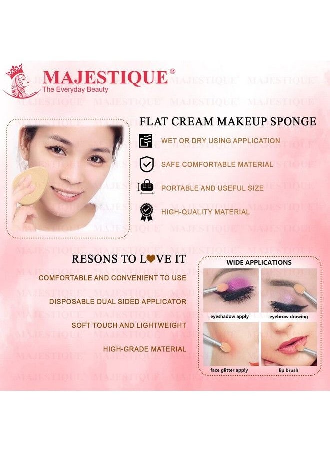 MAJESTIQUE Flat Oval Cream Makeup Sponge Beauty Face Primer Compact Powder Puff Blender Sponge Sensitive And All Skin Types For Women And Girls Makeup Artists With 1 Sponge 1 Cosmetic Stick  - Image 4