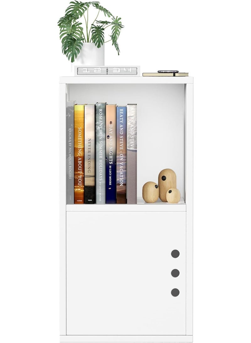 Buró Zawa Modern White Minimalist Style Bedroom Furniture 61cm Height x 31cm Width x 30cm Depth Storage Side Table Bookcase Cabinet for Organizing - Image 4