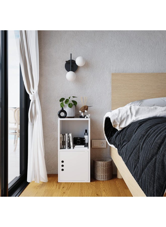 Buró Zawa Modern White Minimalist Style Bedroom Furniture 61cm Height x 31cm Width x 30cm Depth Storage Side Table Bookcase Cabinet for Organizing - Image 2