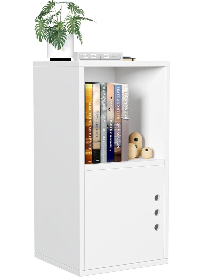 Buró Zawa Modern White Minimalist Style Bedroom Furniture 61cm Height x 31cm Width x 30cm Depth Storage Side Table Bookcase Cabinet for Organizing - Image 1