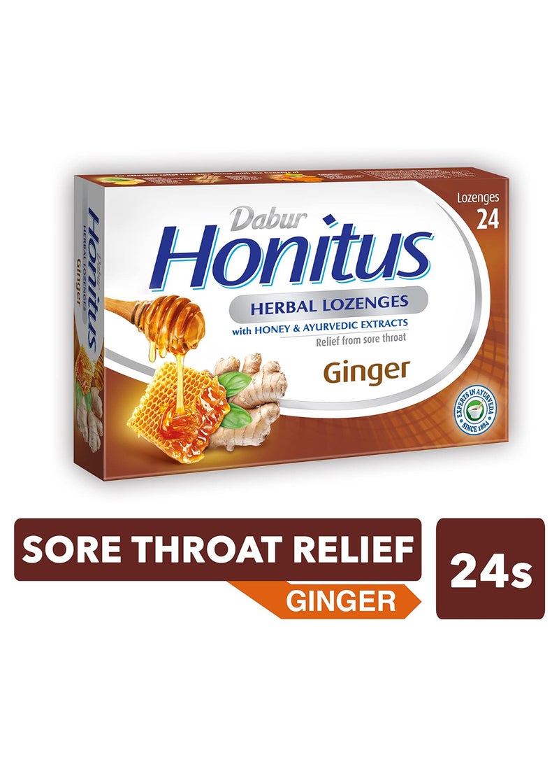 Dabur Dabur Honitus Herbal Lozenges 24s Effective Relief From Cough, Strep Infection And Sore Throat Pain Ginger Flavor  - Image 2