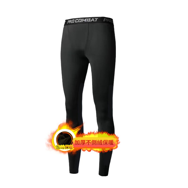 Sports Bodysuit Fleece-Lined Fitness Clothes Men'S High Elastic Warm Quick-Drying Clothes Suit Thickeneded Version - Image 4