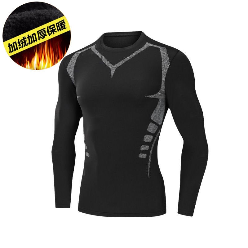 Sports Bodysuit Fleece-Lined Fitness Clothes Men'S High Elastic Warm Quick-Drying Clothes Suit Thickeneded Version - Image 5