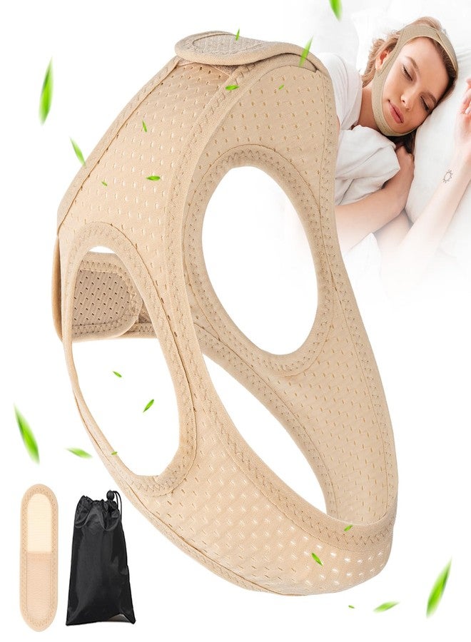 Forzacx Chin Strap for Cpap Users Anti Snoring Devices - Breathable Cpap Chin Strap Snoring Solution, Effectively Reduce Snoring, Non-Stick Hair, Don't Fade - Beige - Image 1