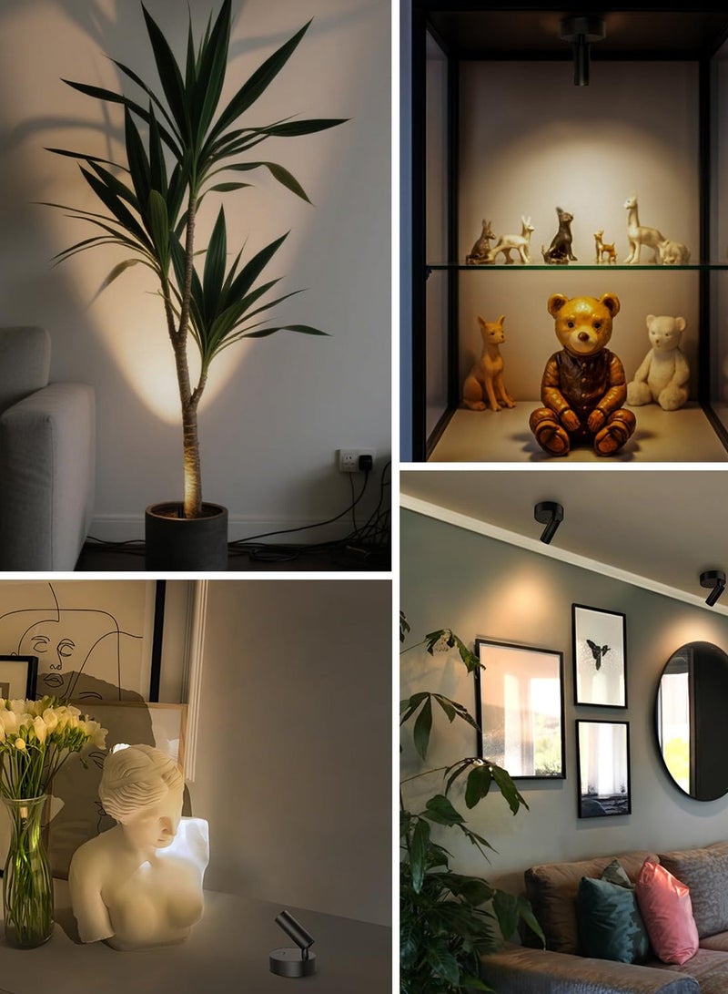 2 Pack Wireless Spotlight, Remote Control LED Wall Lamp, Wall-Mounted Lamp with 3 Color Temperatures, Dimmable 360° Rotation Function, Rechargeable Battery Reading Light for Living Room, Bedroom, Hallway, and Nightstand (Black) - Image 5