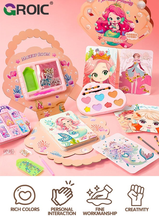 GROIC 15 Styles Princess Art Craft Kits, Paper Craft Kits - Paper Makeup DIY Toy with Diamond Painting & Princess Dress Up Set, Dress Up Sticker Books, Travel Ideal Toys for Girls Ages 4 5 6 7 8 9+ Year Old - Image 2