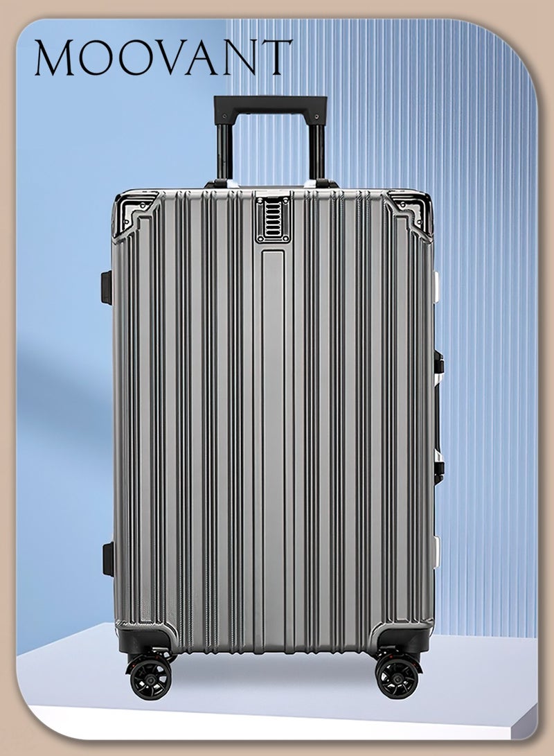 موفانت حقيبة سفر مقاس 26 بوصة، حقيبة عربة صعود محمولة، حقيبة سفر محمولة كبيرة السعة بإطار من الألومنيوم، منفذ شحن USB، قفل أمان مركب، عجلة عالمية صامتة، رمادي - Image 1
