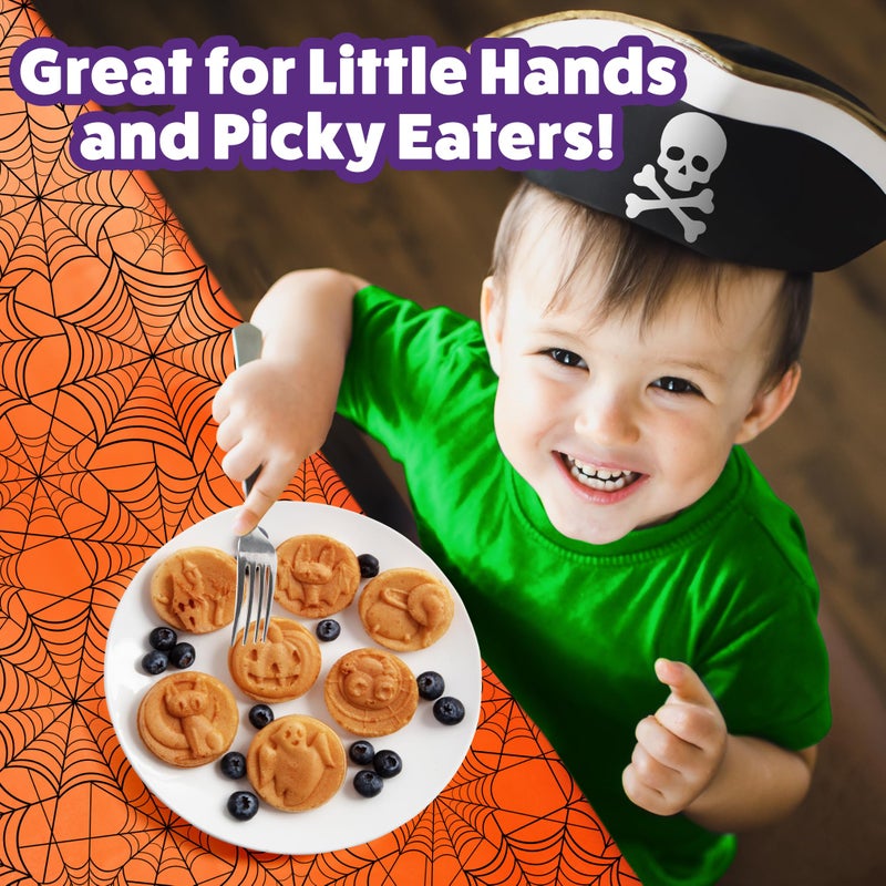 Waffle Wow! Halloween Mini Waffle Maker - 7 Different Spooky Designs, Make Breakfast Fun with Electric Nonstick Waffler Iron Featuring a Pumpkin Bat Ghost Spider & More, Unique Holiday Breakfast for Kids or Gift - Image 4