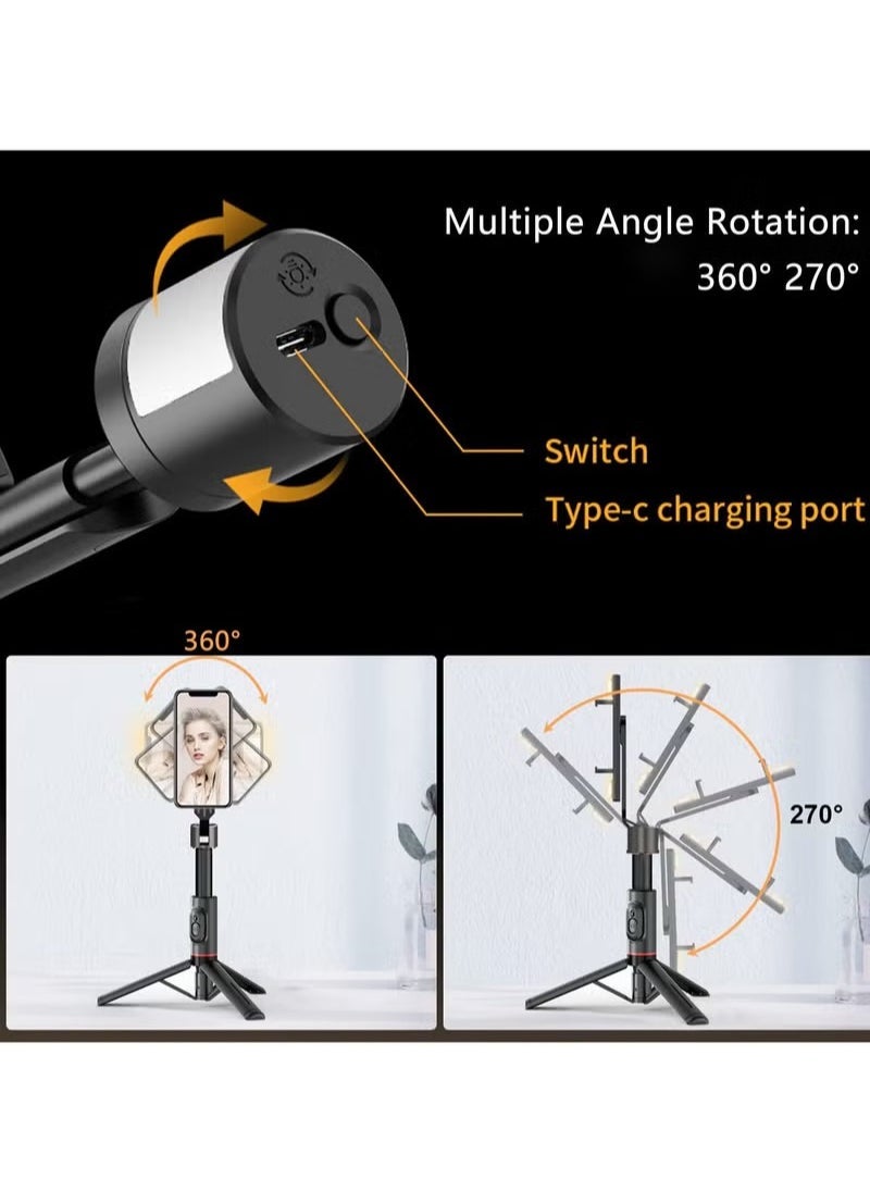 Raxoom 41 Inch Selfie Stick Phone Tripod with Wireless Remote Extendable Tripod Stand 360 Rotation with 2 LED Fill Light Compatible with iPhone 15 14 pro Android Samsung Smartphone - Image 3