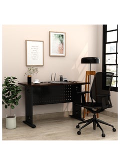 RIGID Steel Workstation Desk with Adjustable Height and Wooden Top Black 75x120x60cm  - Image 1