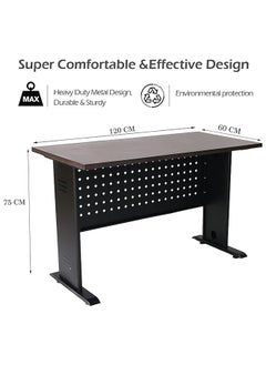 RIGID Steel Workstation Desk with Adjustable Height and Wooden Top Black 75x120x60cm  - Image 2