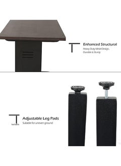 RIGID Steel Workstation Desk with Adjustable Height and Wooden Top Black 75x120x60cm  - Image 4