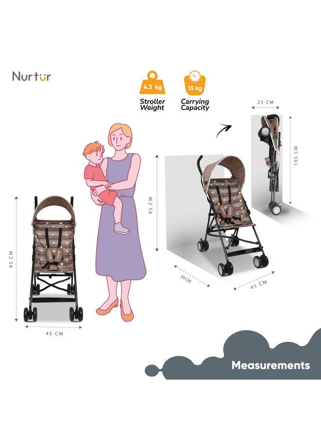 Nurtur Rex Buggy Stroller Multicolor Lightweight Stroller with Compact Fold Canopy Shoulder Strap 6 to 36 monthsMulticolor Official Nurtur Product - Image 4