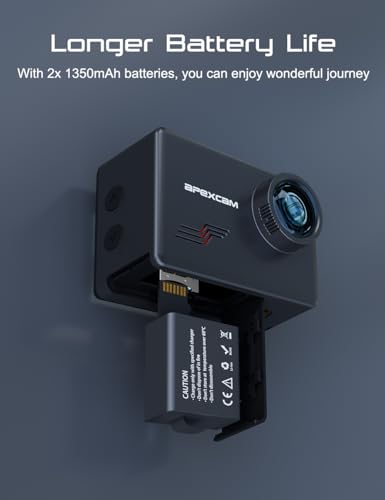 Apexcam M80 Action Camera 4K 60FPS with 128GB Card, 64MP Sports Camera Helmet for Vlogging, 131FT Waterproof Camera Underwater,WiFi Camcorder, 8X Zoom, Remote Control, Mount Accessories - Image 4