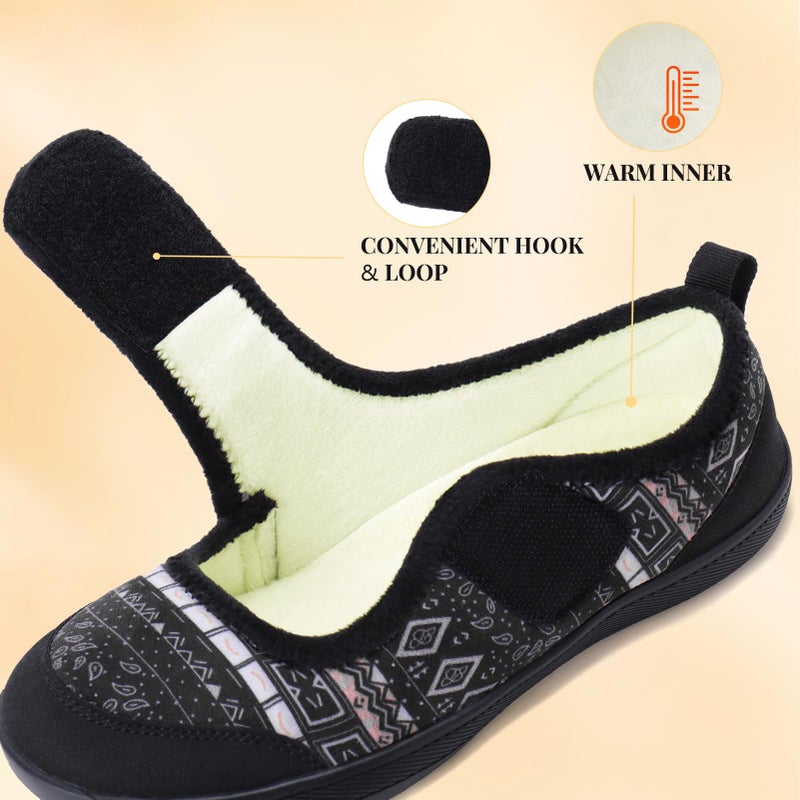 Rihero Women's Slippers Extra Wide Width Diabetic Shoes Adjustable Edema Non Slip Barefoot Shoes Lightweight Slippers Size 8 - Image 4